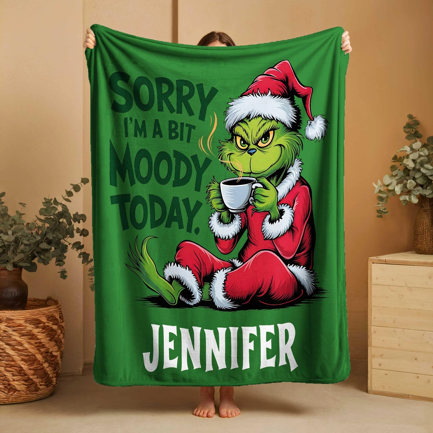 Personalized Custom Name Christmas Blanket, Super Soft Cozy Sofa Nap Cartoon Blanket, Personalized Funny Throw Blanket Xmas