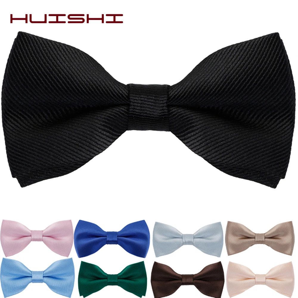 

HUISHI Bow Ties For Men Solid Stripe Black Pearl White Bowtie Elegant Mans Bussiness Wedding Party Accessories Butterfly Bow