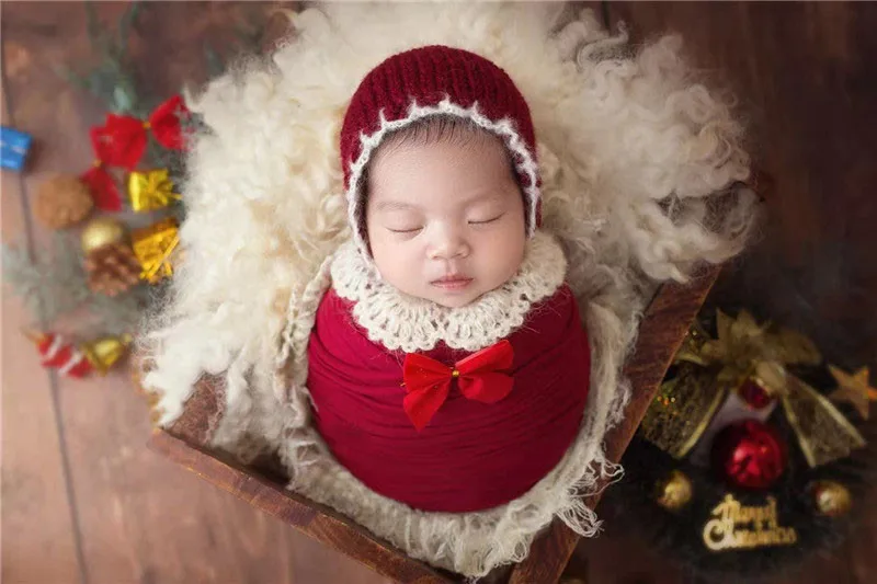 Accesorios de fotografía para recién nacidos, sombrero de Navidad para bebé, manta para fotografía, envolturas para sesiones de estudio fotográfico,