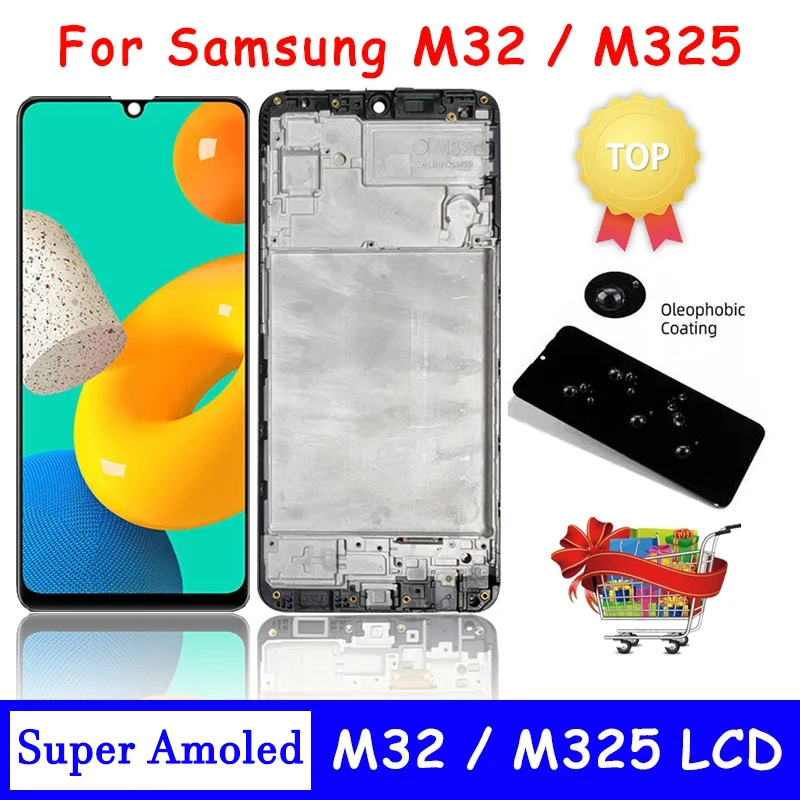 6.4\'\' Super AMOLED Display For Samsung  M32 M325F M325F/DS LCD Screen Touch Digitizer Assembly Replacement