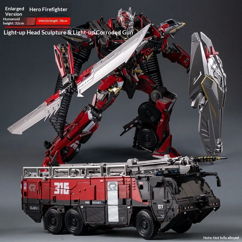 

Трансформирующийся робот Sentinel Prime, увеличенная версия, с LED-подсветкой, пожарная машина, коллекционная фигурка для взрослых коллекционеров