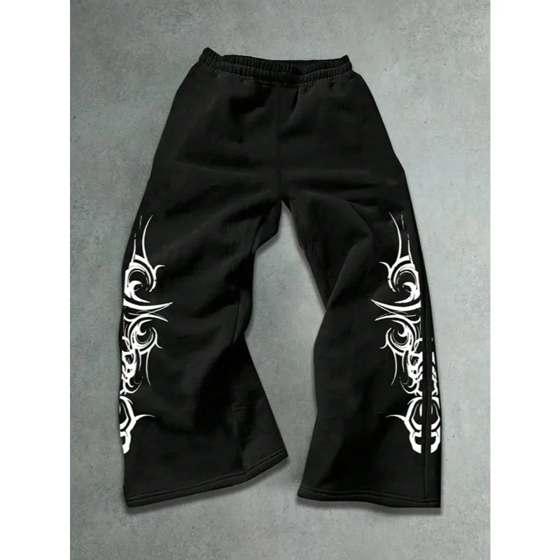 2026 High Street Pants Men Fashion Y2K Sweatpants New Harajuku Hip-Hop Trousers Spring Summer Printed Streetwear Wide-leg Pants