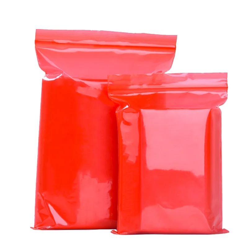 100pcs/Lot 13/20 Wire PE Red Self-sealing Bag Food Packaging Bag Thickened Dustproof and Light-proof Jewelry Clip Chain Bag