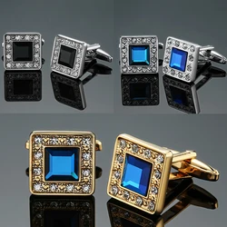 Men's French shirt cufflinks copper material square blue crystal cufflinks fashion men's wedding clothing accessories wholesale