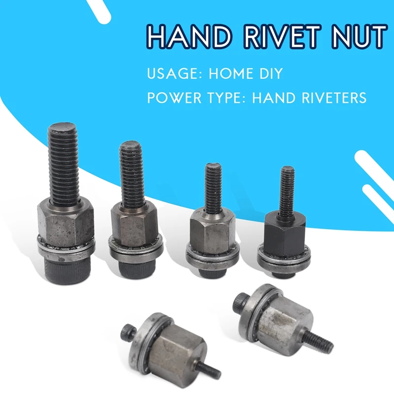 6Pcs Hand Rivet Nut Head Nuts Simple Installation Manual Riveter Rivnut Tool Accessory For Nuts M3 M4 M5 M6 M8 M10