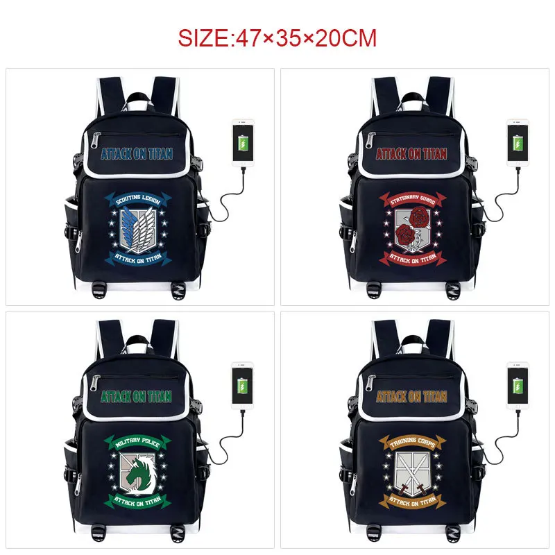 

Anime Backpack Attack On Titan Eren Mikasa Levi Print Student Cartoon Shoulders Bag Boys Girls Kids School Book Laptop Backpacks