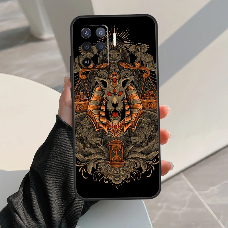 مصر نفرتيتي أنوبيس عنخ حافظة لهاتف اوبو A5 برو A15 A17 A57 A77 A18 A38 A58 A78 A98 A94 A74 A54 A16 A76 A96 A40 A60 A80 #3