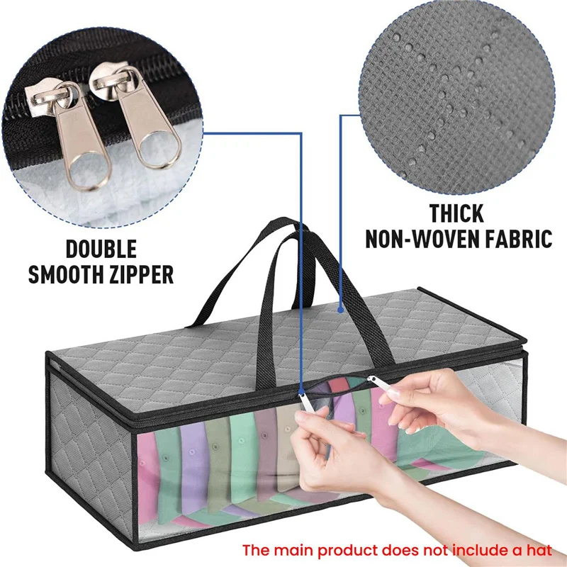 

PORK-10 Pack Hat Storage Bag For Baseball, Caps Hat Organizer Case Hat Holder Rack With 2 Carry Handles For Closet Moisture