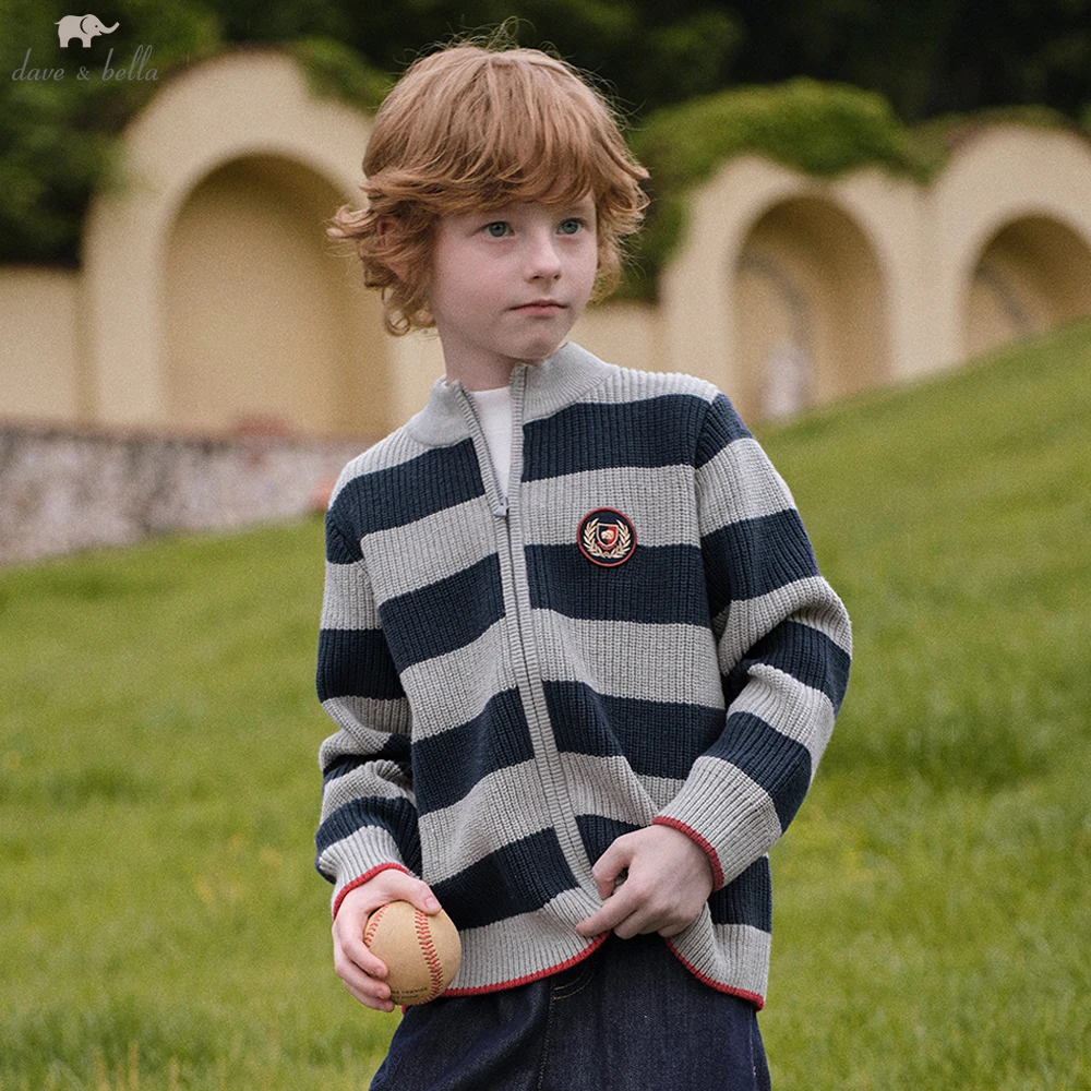 

Dave Bella Autumn Spring Cardigan Sweater for Boys Stripe Knitted Sweater Children Zipper Outerwear Coat Kids Clothes DK3252536