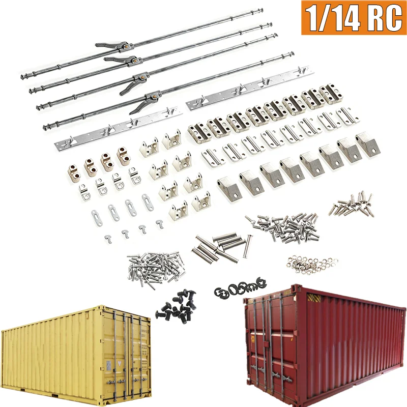 RC Truck Metal Locking Rod Latch and Hinge Set for Container Rear Doors for 1/14 Tamiya SCANIA 770S R620 VOLVO BENZ Arocs MAN