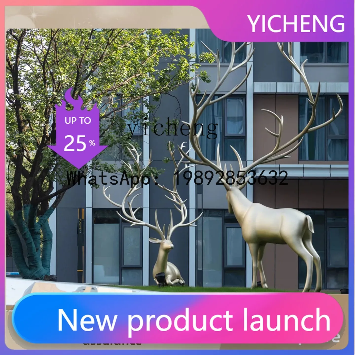 

J3 stainless steel sculpture deer mirror animal shape decoration outdoor urban garden