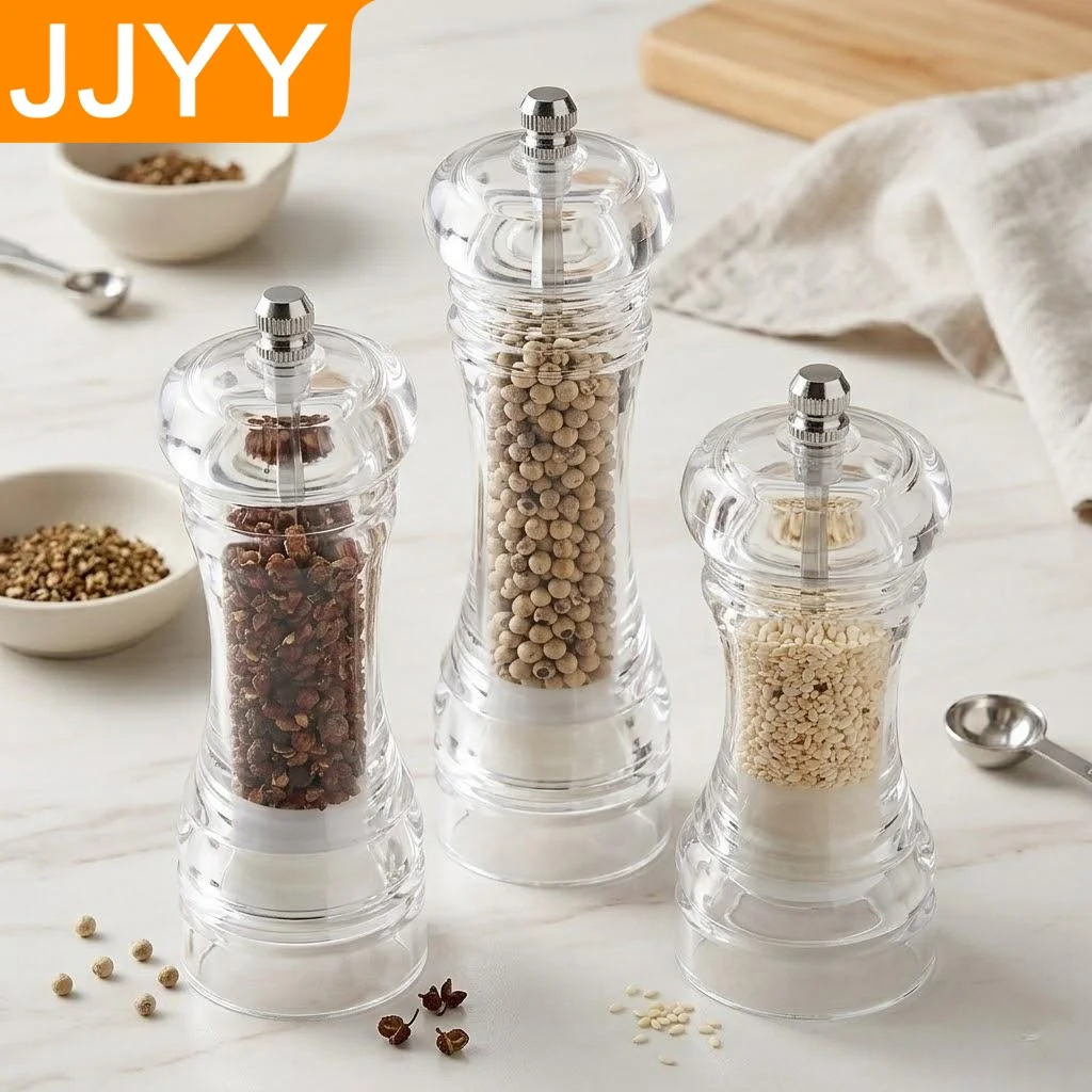 Adjustable Pepper Grinder Salt Shaker Set Acrylic 162mm Ceramic Rotor Kitchen Tool Spice Grinder Kitchen Utensils
