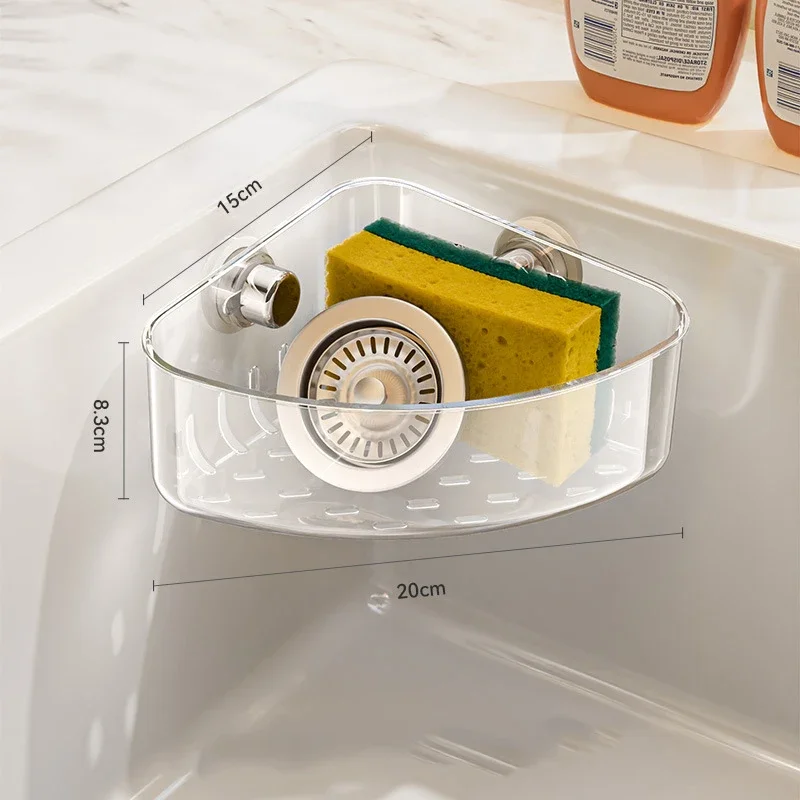 New Suction Cup Corner Rack Bathroom Shelf Toilet Toilet Tripod Plastic Wall-Mounted Sponge Sink Corner Storage Kitchen Rack
