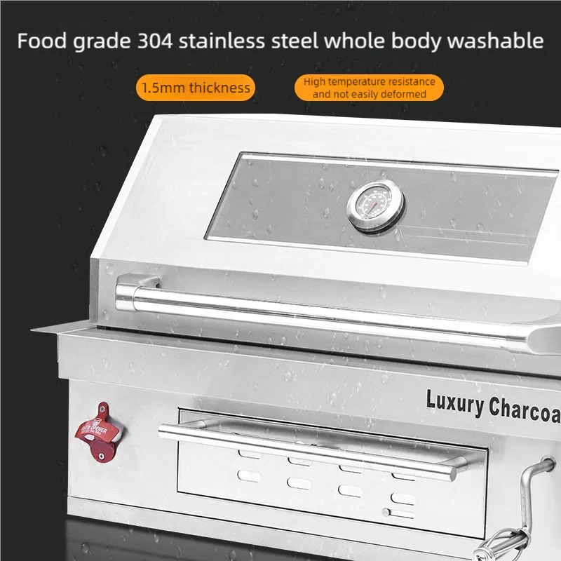 r Luxurious Villa Backyard Barbecuing 304 Stainless Steel Built in Charcoal BBQ Grill with High Quality Construction fo
