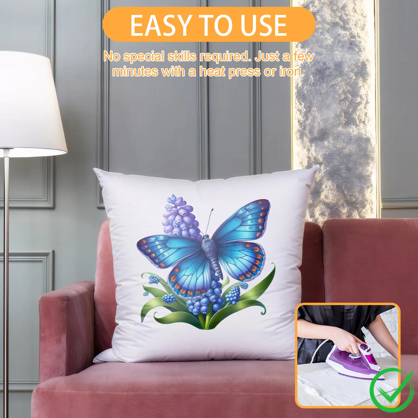 

50 шт. термотрансферных виниловых наклеек-бабочек для футболок, наклейки для приклеивания утюгом