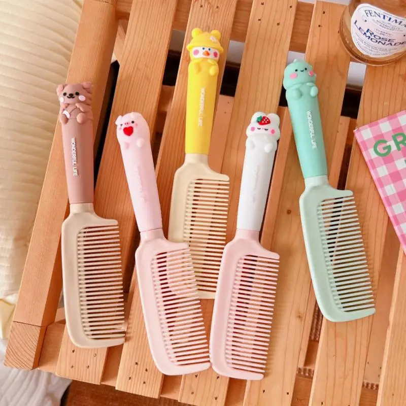 Cute Cartoon Baby Hair Brush Milk Tea Color Comb Kawaii Bear Bunny Soft Handle Resin Comb for Little Girl Hair Accessories