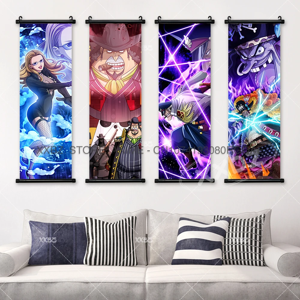 ONE PIECE Scrolls Picture Luffy Posters Borsalino Wall Art Buggy Home Decor Kaidou Hanging Painting Anime Kuzan Sakazuki Mural