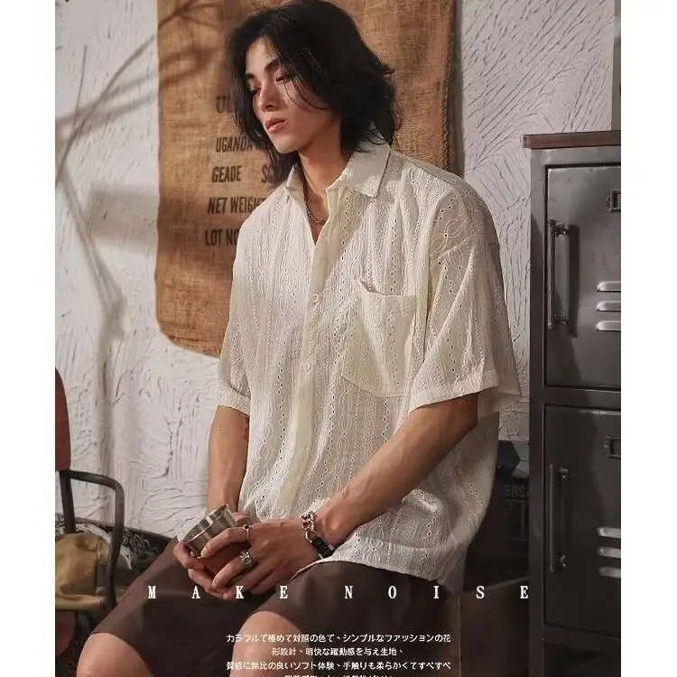 Retro Niche Short-sleeved Shirt Draped Casual Loose Ethnic Shirt Men's Japanese Half-sleeved Jacket