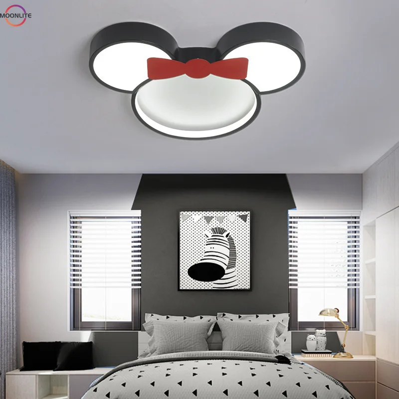 Imagem -03 - Modern Cartoon Led Luminárias de Teto Preto Lâmpadas de Teto Sala de Estar e Quarto Plafondlamp Regulável Quarto de Crianças