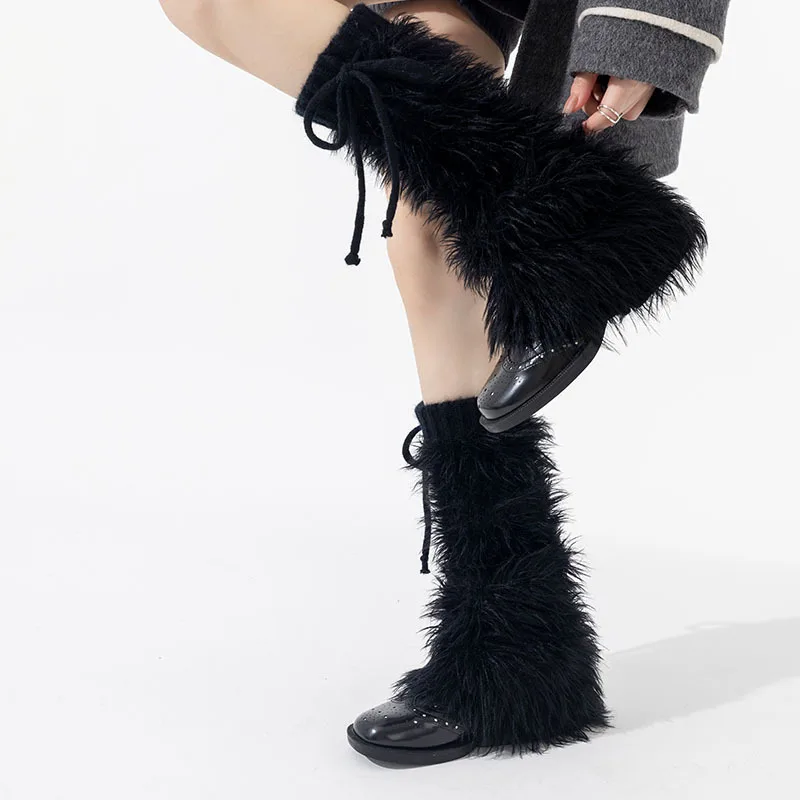 

Гетры, пушистые женские ботинки Y2k для девочек, ботинки Лолиты с мягким чехлом, зимние теплые утолщенные носки в стиле Харадзюку, длинные леггинсы