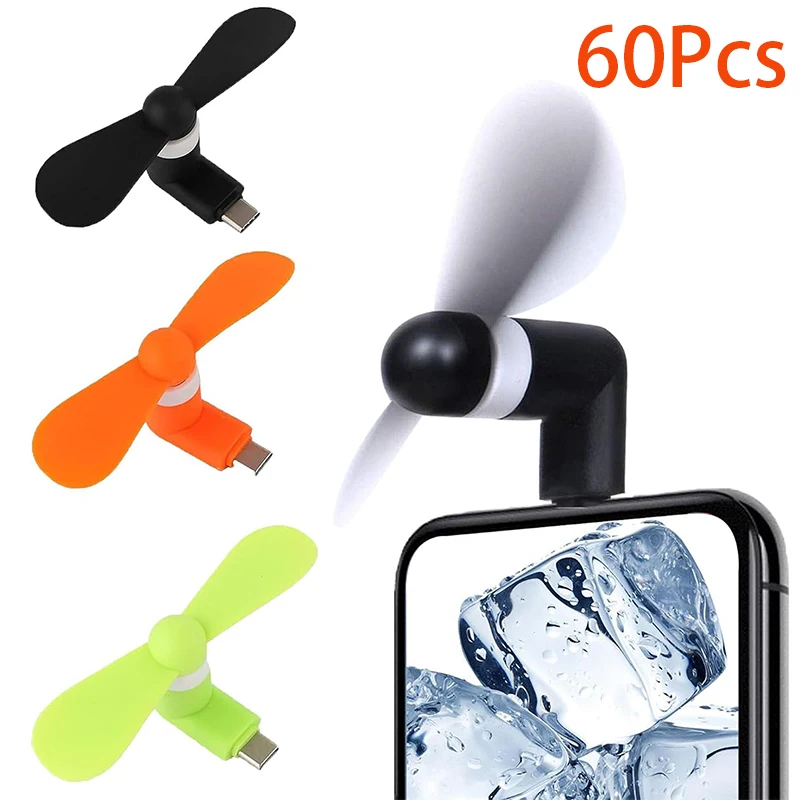 60Pcs USB Type C Mini Fan Type C Small Fan for Phone Fans for Samsung Galaxy Note A12 A10 A9 Star S22 S21 S10e S9 A9s