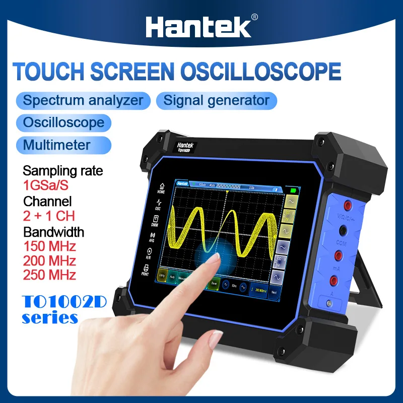 Hantek Digital 2 Channel Oscillocope+1CH Signal Generator Spectrum Analyzer 250MHZ 1GSa/S+ Multimeter TO1002D Series