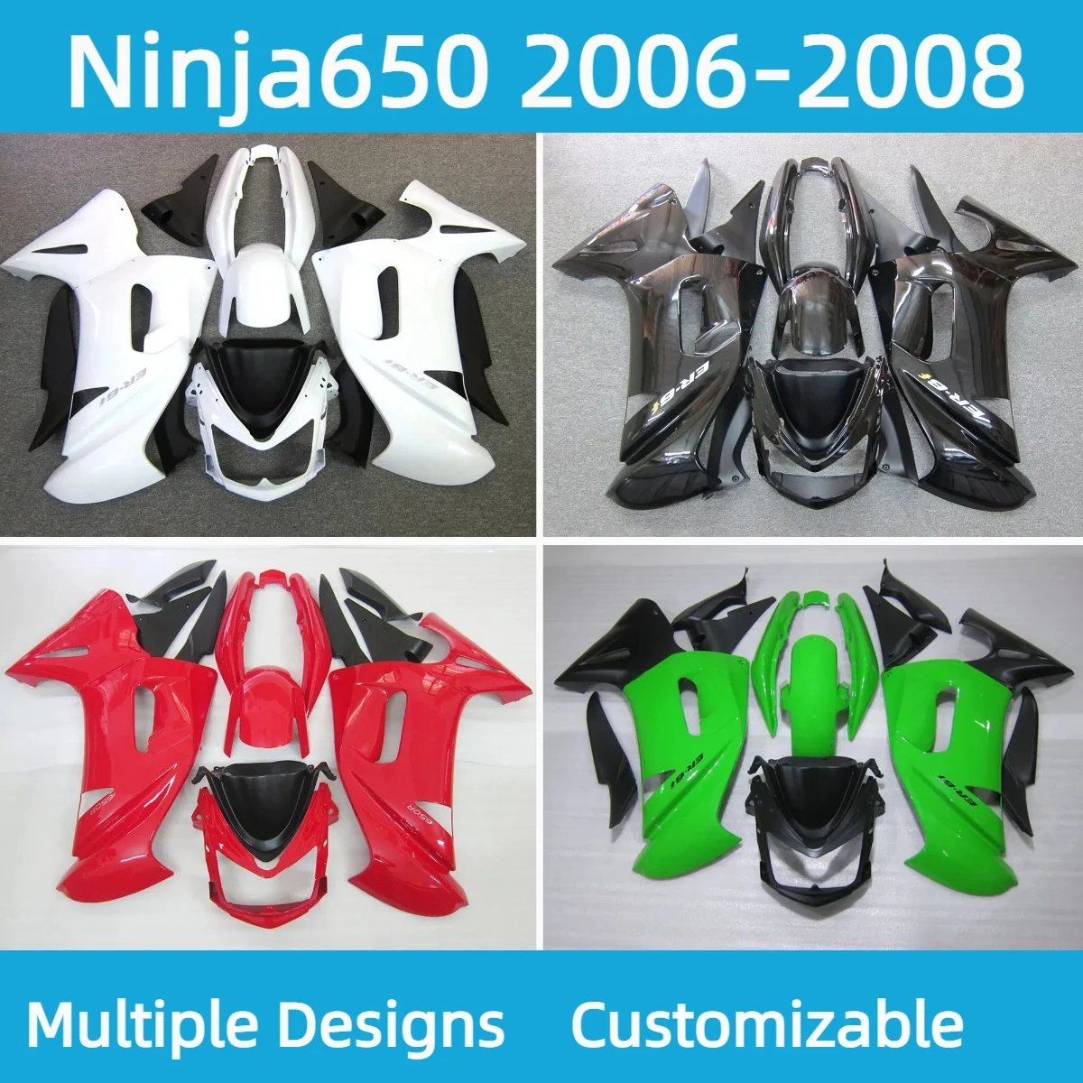 For Kawasaki Ninja650 2006 2007 2008 Free Custom Fairings ER6F 06 07 08 Aftermarket Fairing Kit Injection Motorcycle - view 2