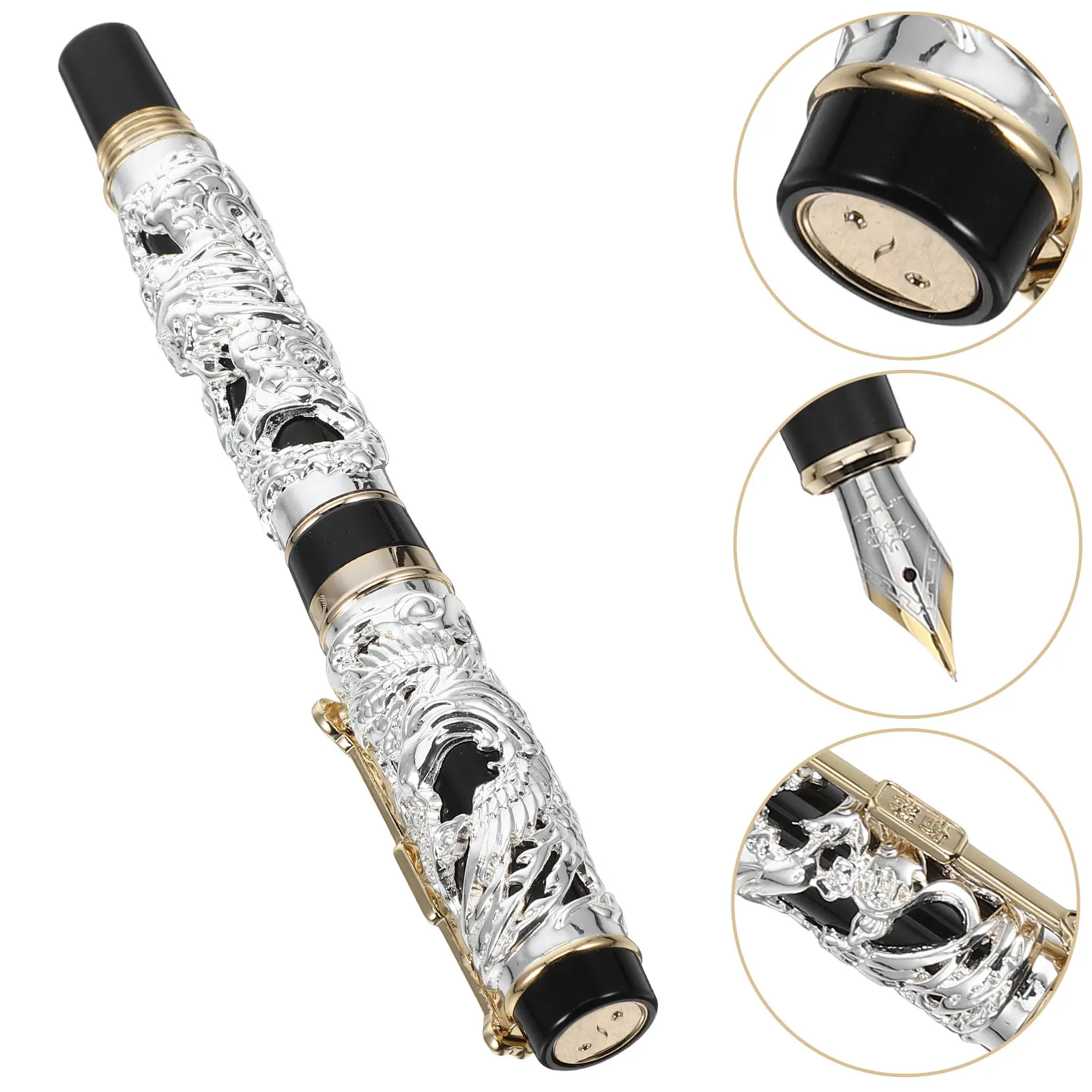 zinc-alloy-dragon-phoenix-fountain-pen-vintage-chinese-style-elegant-writing-instrument-fine-nib-for-calligraphy-drawing