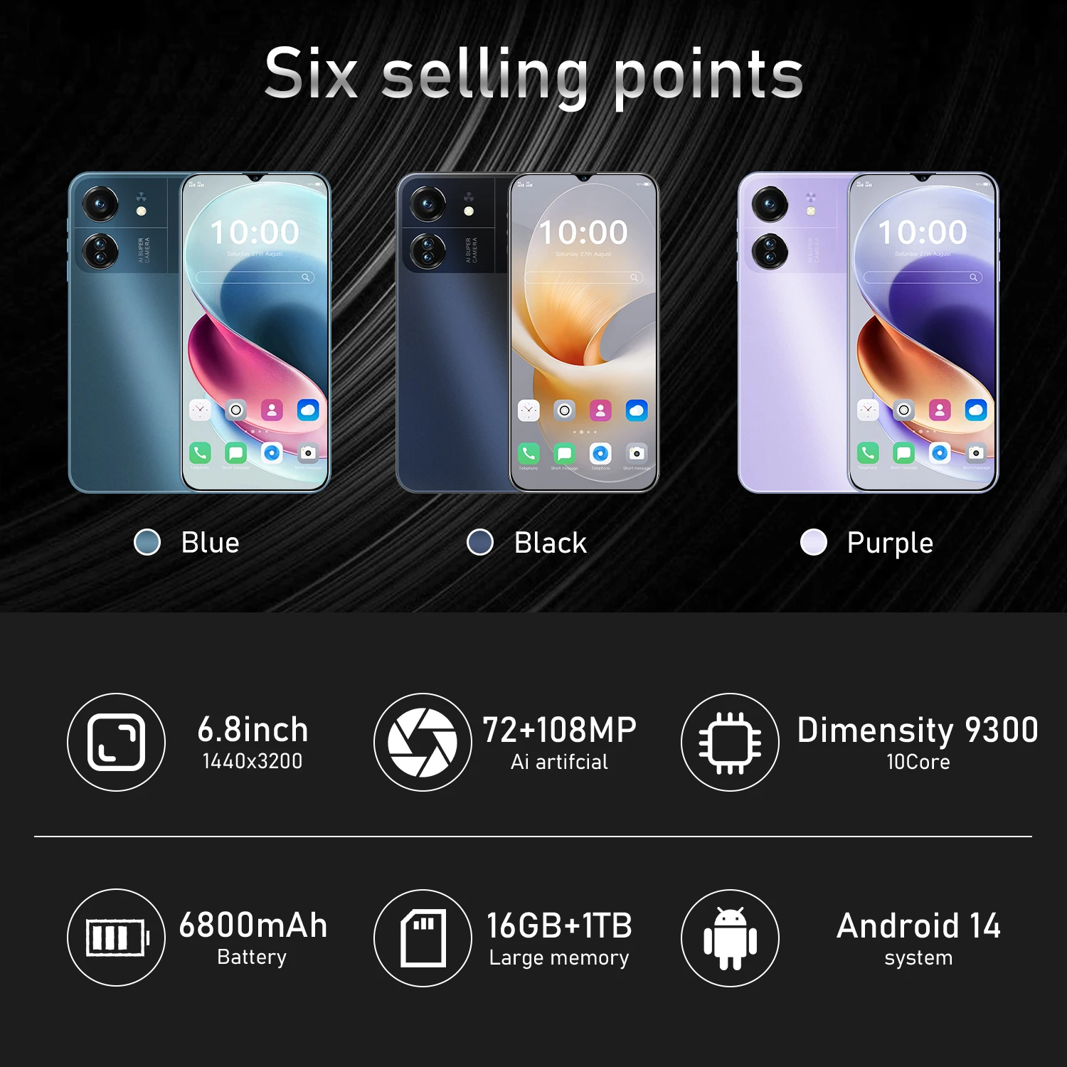 2024 New X6 NEO Smartphone 6.8 inch Full Screen 4G/5G Cell Phone 16TB+1TB 6800mAh Mobile Phones 108MP Global Version Celulares