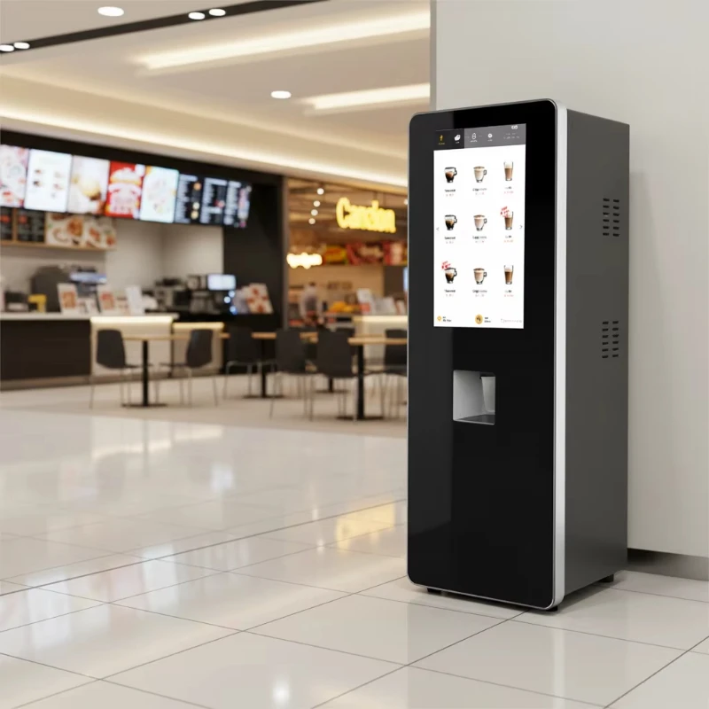 Customized Intelligent Touch Screen Coffee Vending Machine Commercial Self Service Coffee Dispenser Real Time Data Monitoring
