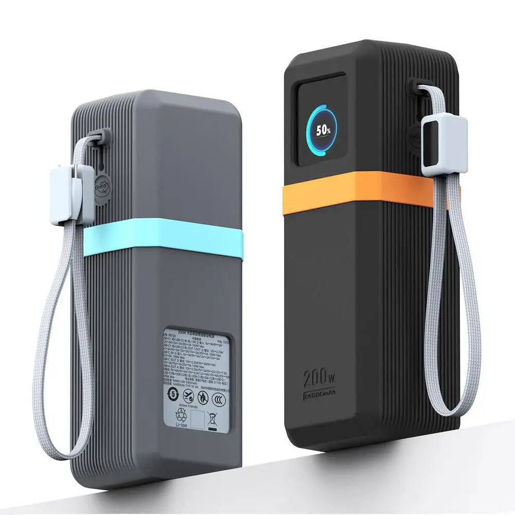 Silicone Case for UGREEN Nexode 200W PB728/722 25000mAh PowerBank Travel Shockproof with Cable Organizer Ring Lanyard Hole