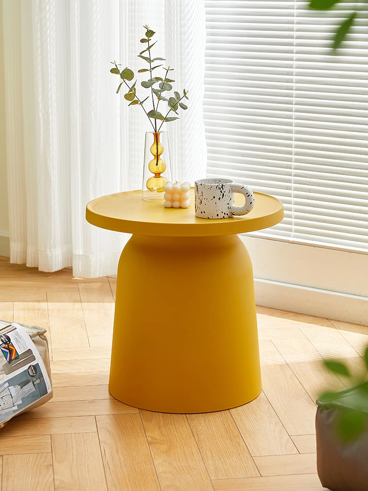 plastic coffee table combination, household living room, round table, balcony, circular edge table, sofa, bedside corner table