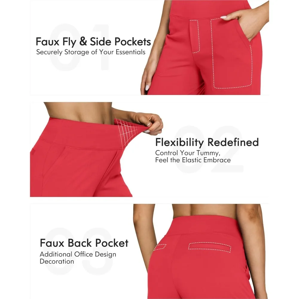 

Yoga Pants Women Wide Leg Pants with Pockets High Waist Stretch Dress Casual Sweatpants Regular