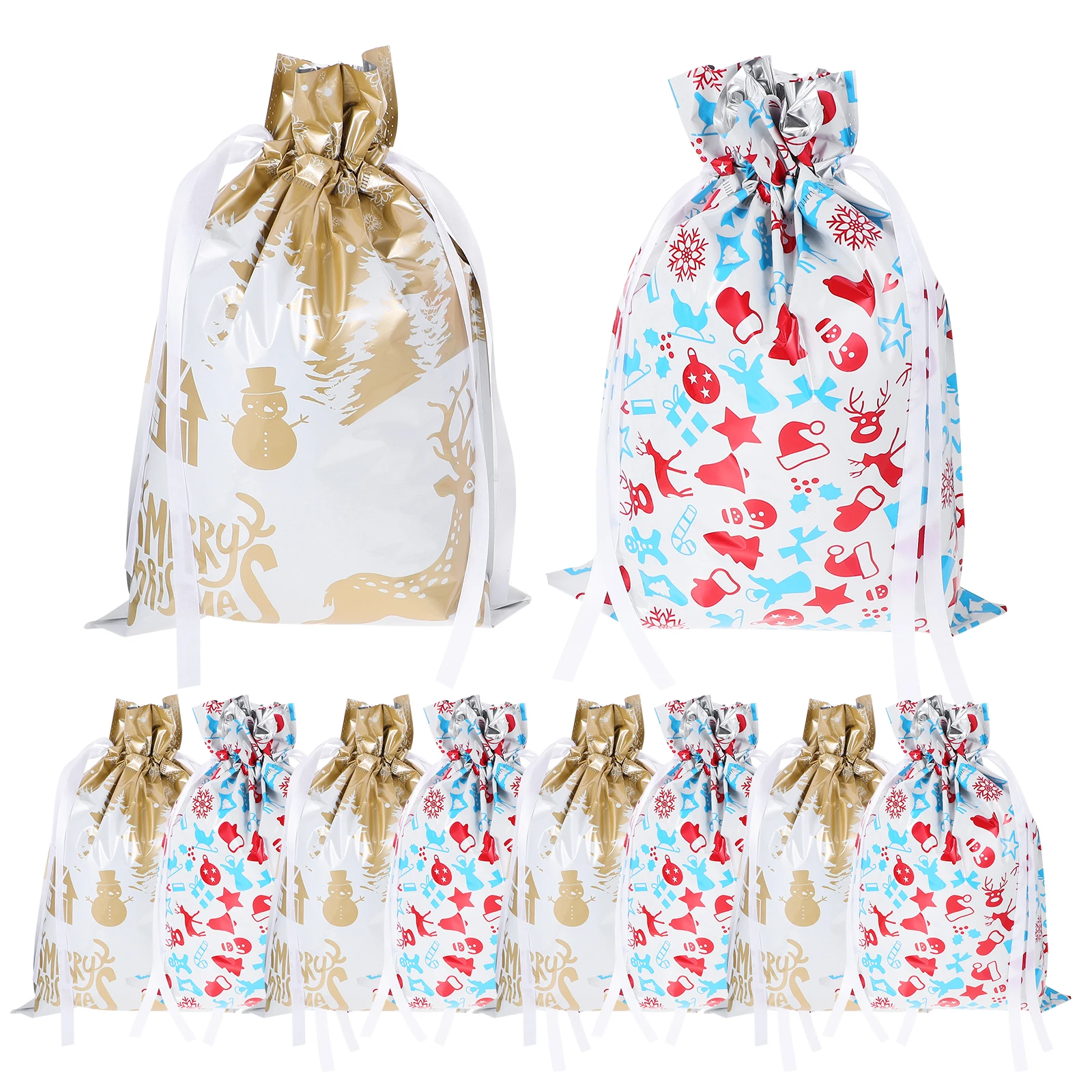 

10Pcs Christmas Gift Bags Festive Drawstring Pouches for Candy Jewelry Holiday Party Supplies Christmas Bag Party Candy Bags