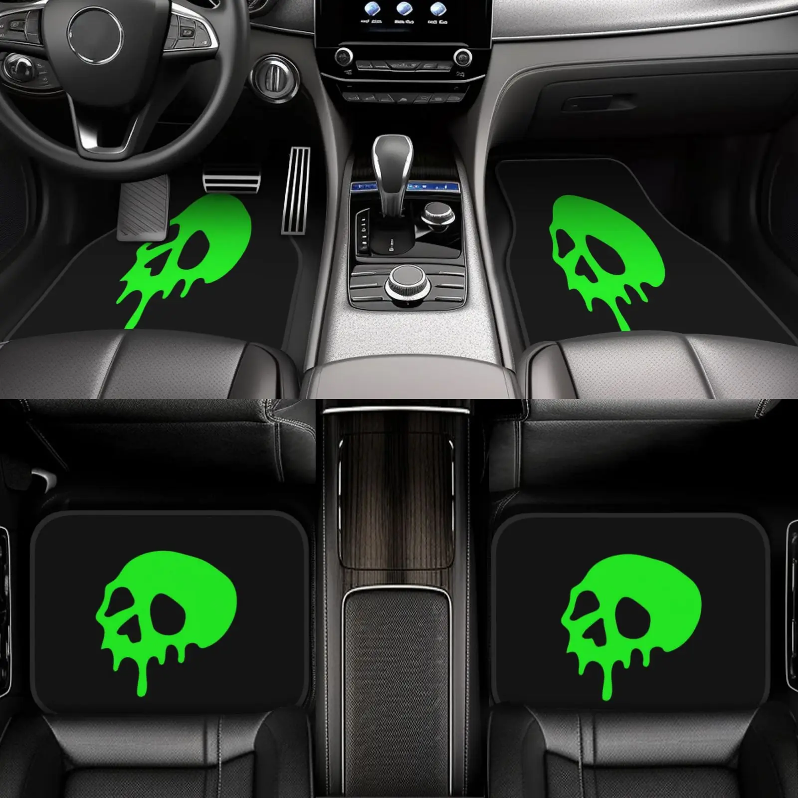 One Piece Of Animal Skeleton Crown Checkered Cartoon Striped Universal Car Floor Mat, Ideal For Decorating Your Vehicle'S Interi