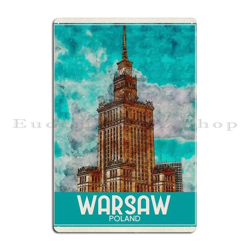 Warsaw Poland Metal Sign Pub Retro Wall Mural Custom Wall Mural Tin Sign Poster