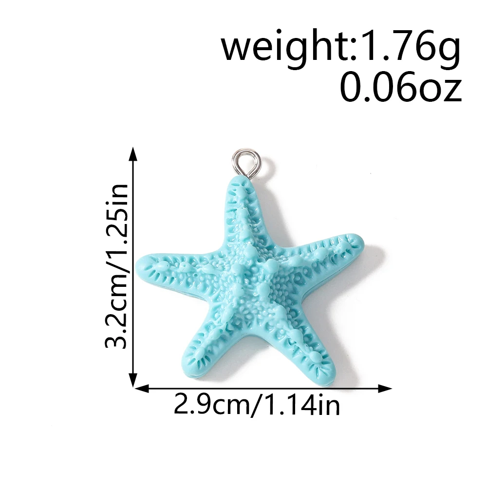 10pcs 32*29mm Lovely Cartoon 3D Resin Starfish Pendant Charms for Diy Drop Earrings Necklace Summer Beach Jewelry Making - view 5