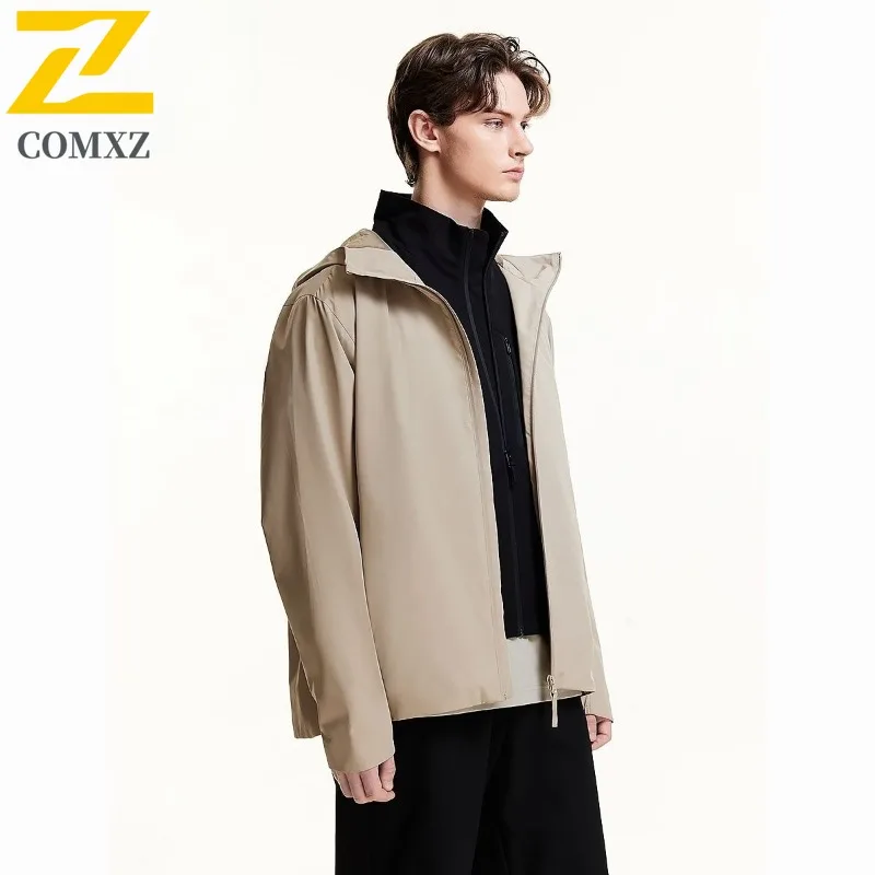 

Мужская куртка с капюшоном в гонконгском стиле, ветрозащитная водонепроницаемая уличная парка с большими карманами на молнии, многоцветные варианты, подходят для занятий спортом