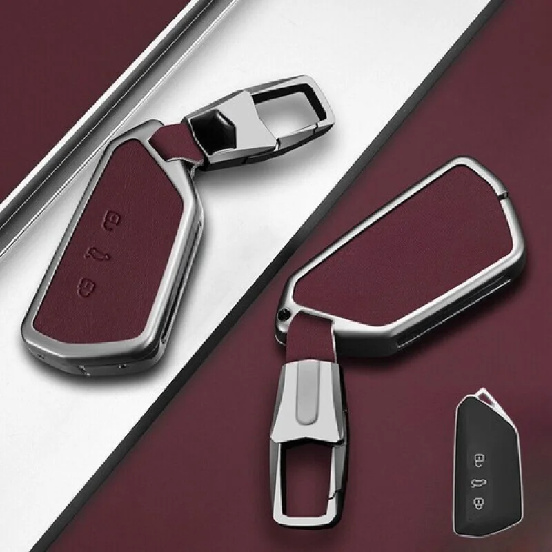 A + غطاء حافظة مفاتيح السيارة من الجلد من سبائك الزنك لمقعد VW ID.3 ID.4 Golf 8 Mk8 GTI GTD R #5