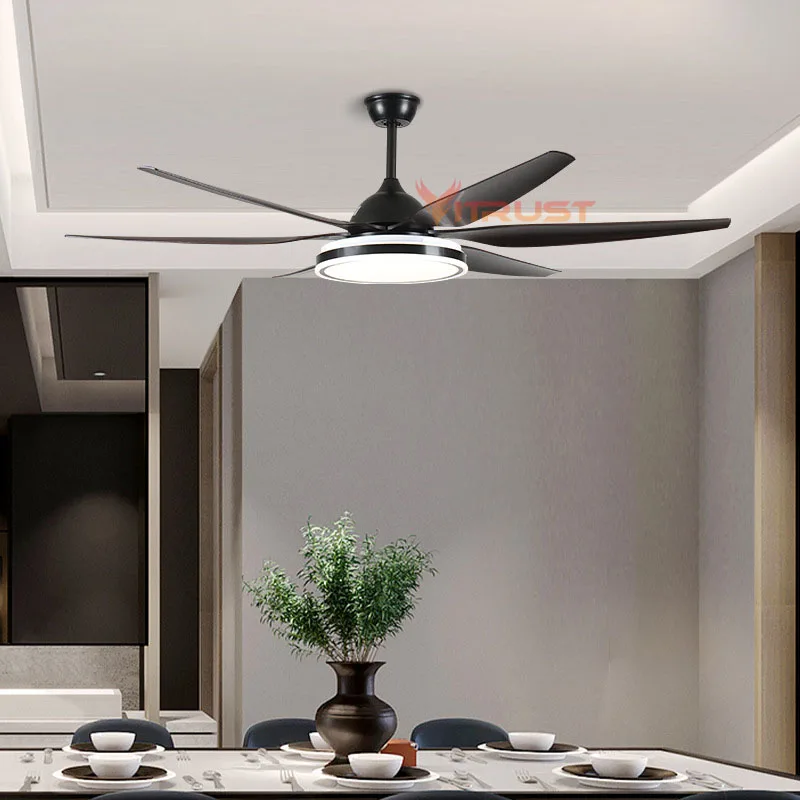 Modern Ceiling Fan with Light 56 inch 66in Strong Wind LED Ceiling Fan Lamps Dinning Room Living Bedroom Restaurant fan light