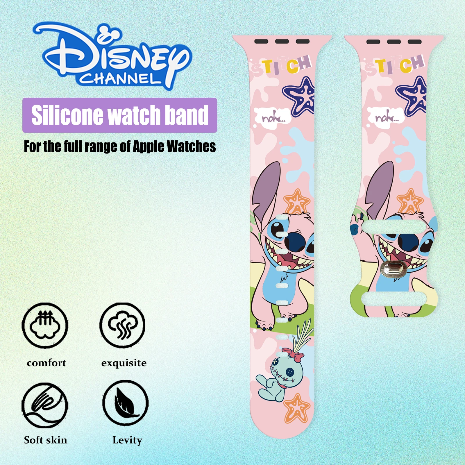 Disney Series Printed Watch Strap Suitable For Apple Watch 11/10/9/8 Band Silicone Strap Replaceable iWatch 46mm/44mm/42mm/41mm