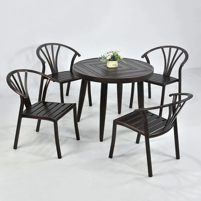 

Outdoor tables and chairs courtyard cast aluminum open-air leisure garden all aluminum alloy waterproof outdoor tea table chair