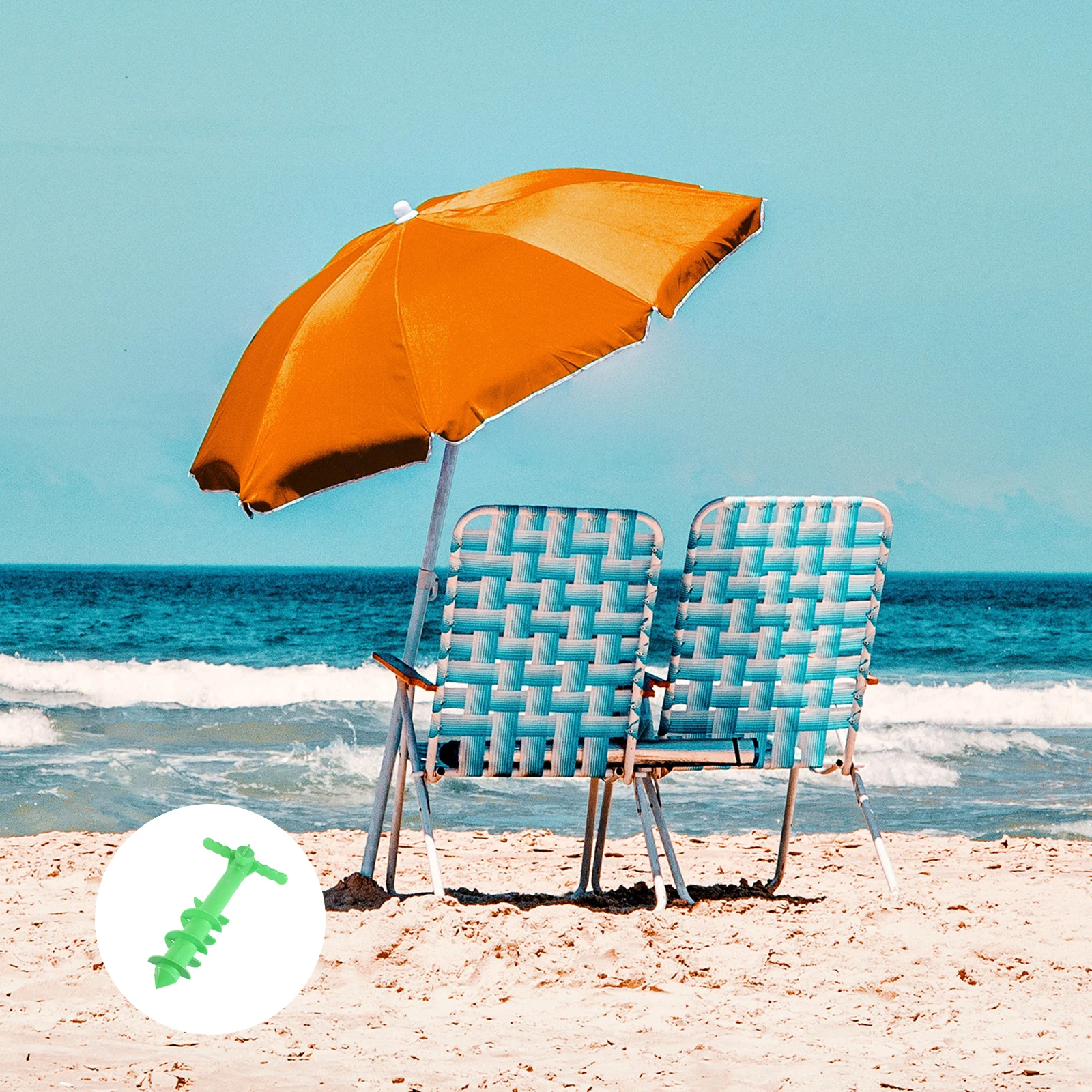 

1pc Plastic Floor Umbrella Base Heavy Duty Spiral Pedestal Beach Ground Anchor Sand Holder Windproof Camping Outdoor Furniture