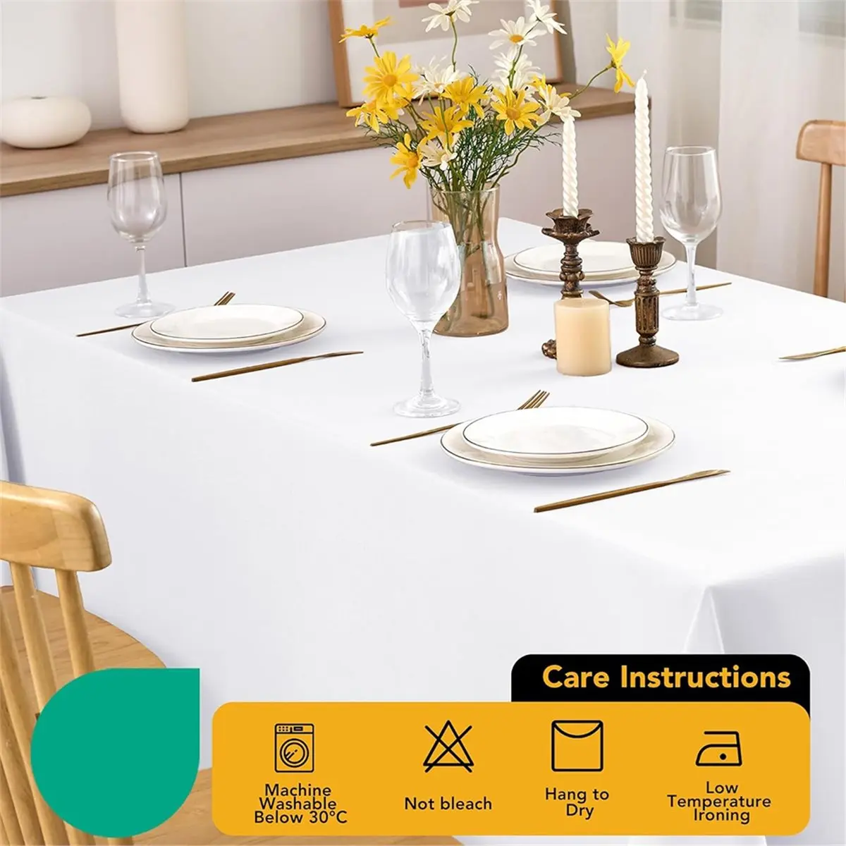 AA2562 Superior 10-Pack White Tablecloths for Rectangle Tables, 60 X 102 Inches, Stain-Resistant Polyester Fabric for 6 Foot Tab