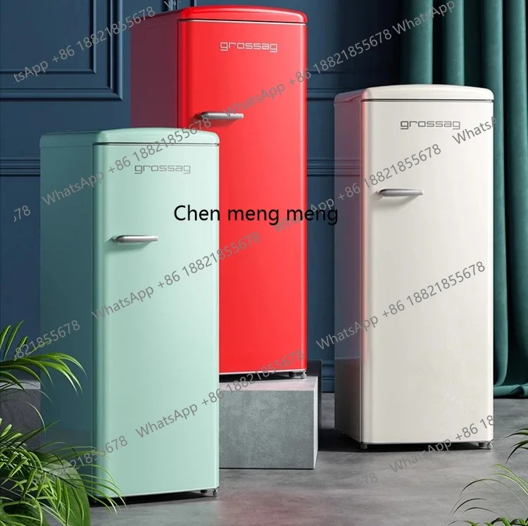 

Retro refrigerator household small French single door American white energy-saving refrigerator 225 liters