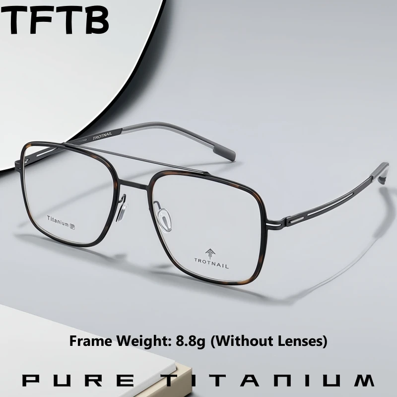 

TFTB Stylish Ultra-light Pilot Pure Titanium Men and Women Glasses Screwless Fexible Optical Prescription Eyeglasses Frame 18031