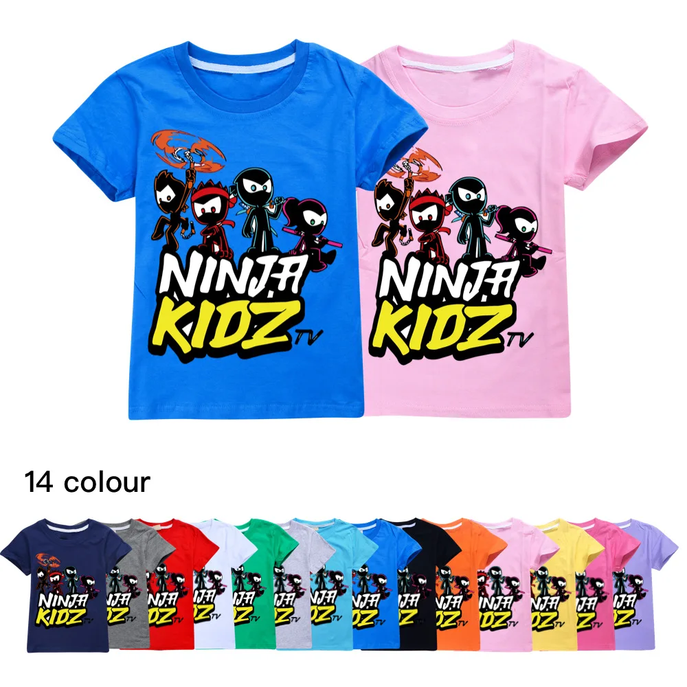 Ninja Kidz Kids Clothes Cotton Short-sleeved T-shirts Children Sweatshirt Cartoon Teenager Tops Boys Girls Tees Clothing