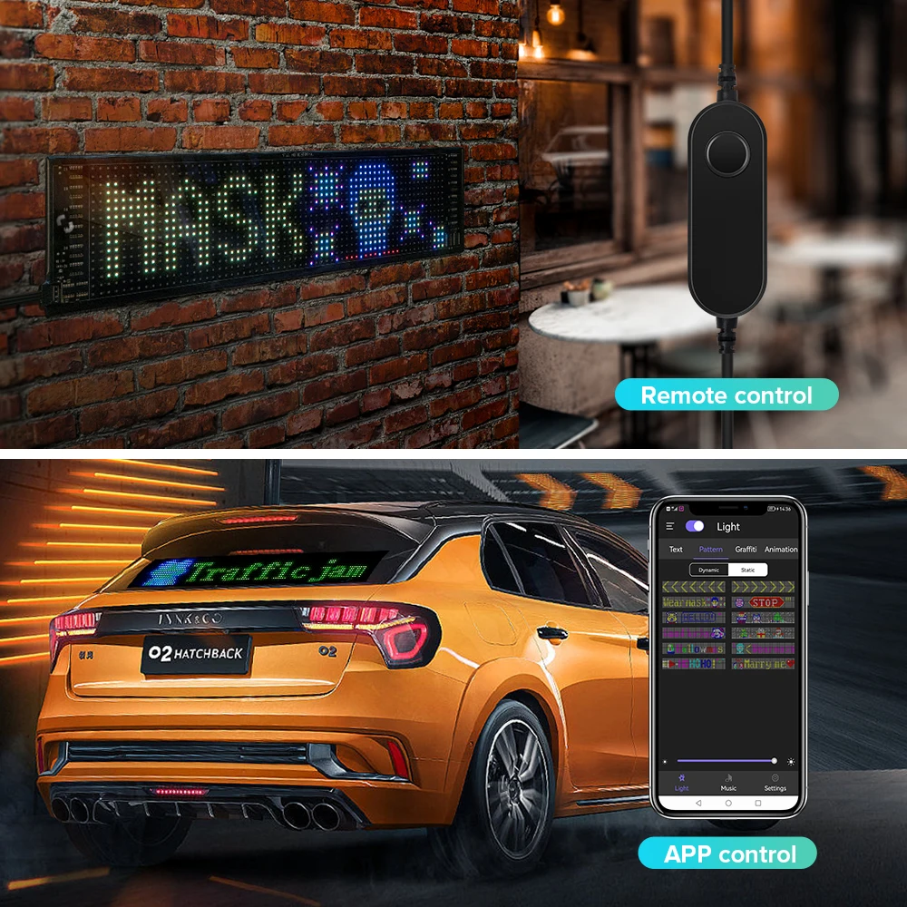 USB 5V LED Matrix Pixel Panel Bluetooth APP Flexible Addressable RGB Pattern Text Animation Graffiti Scrolling Display Car Shop