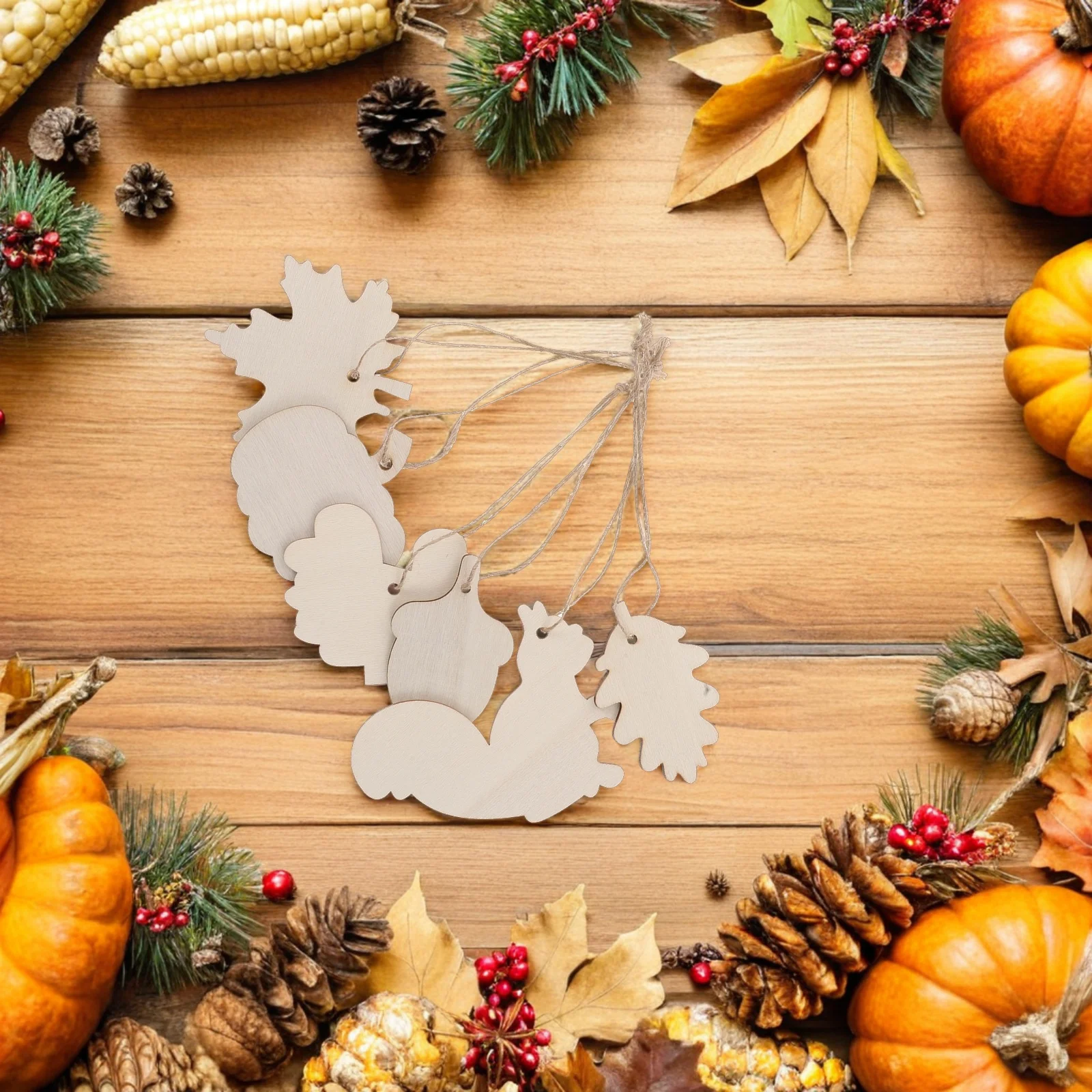 

60 шт. деревянные украшения, незавершенные осенние украшения на День Благодарения, набор поделок своими руками, тыква, Турция, белка, вырезы, ломтики дерева, чипсы