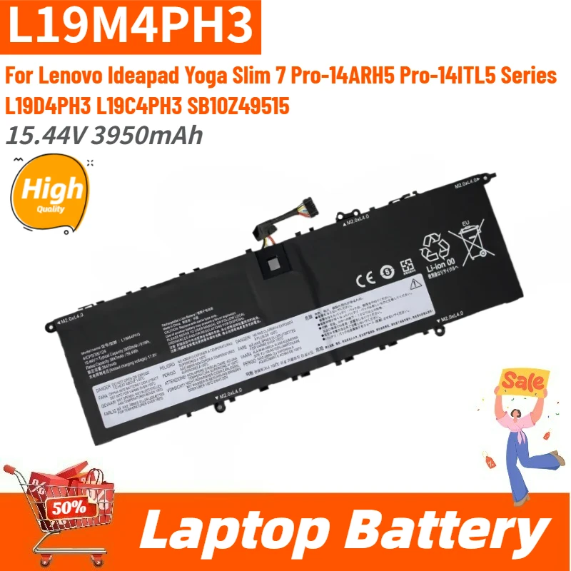 High Quality L19M4PH3 Laptop Battery 15.44V 3950mAh For Lenovo Ideapad Yoga Slim 7 Pro-14ITL5 Pro-14ARH5 Series Brand New